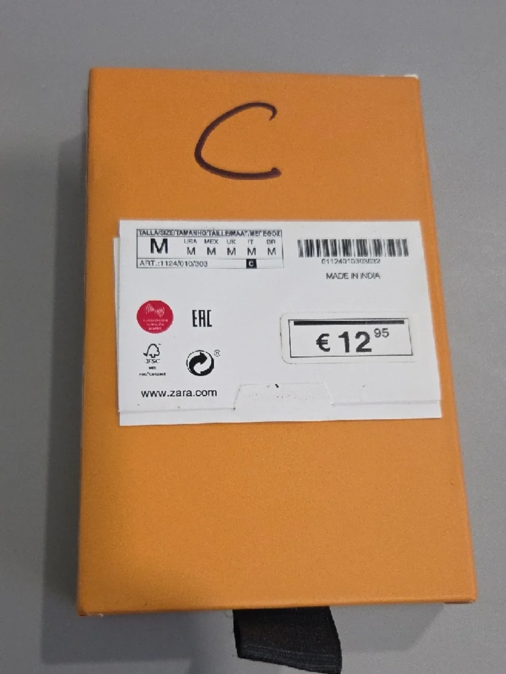 Zara Gold Textured 'C' Charm Necklace - Picture 2 of 2